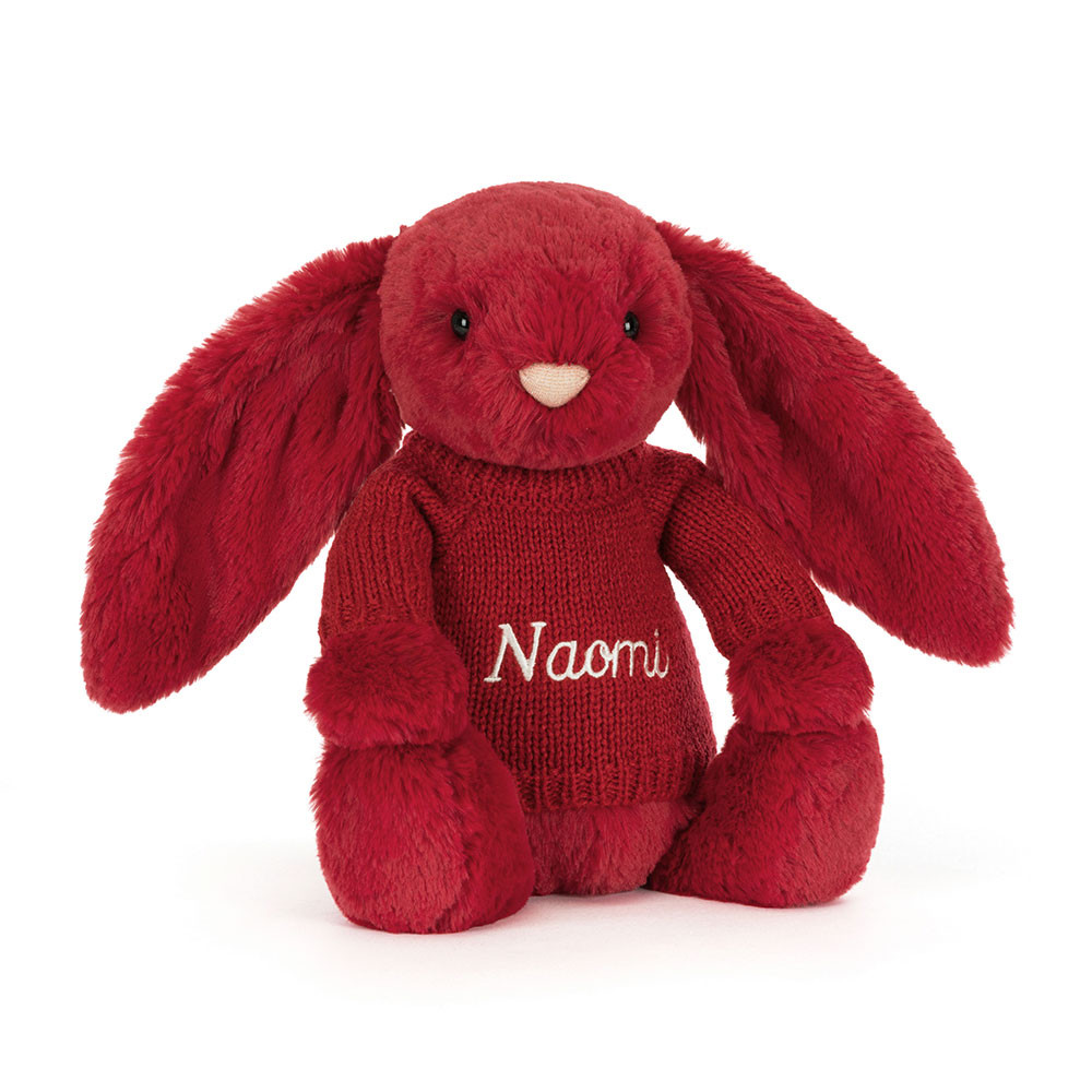 Bashful Luxe Bunny Scarlett with Personalized Red Jumper